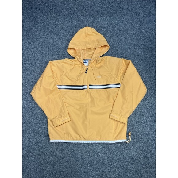 Vtg Y2K Reebok Salmon Orange 1/4 Zip Hooded Windbreaker Jacket Size Medium - Picture 1 of 7